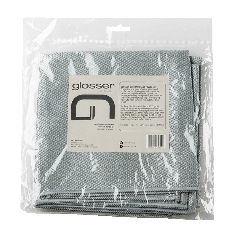 GLOSSER DIAMOND GLASS TOWEL 60x40CM 3-Pack